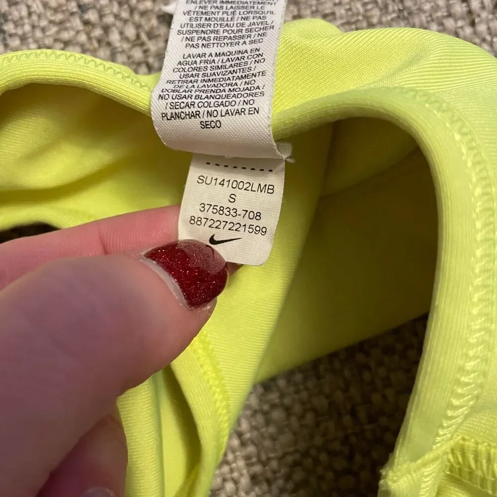 Nike Pro Womens Dri-FIT Sports Bra Neon Volt Lime Green Swoosh Size Small S